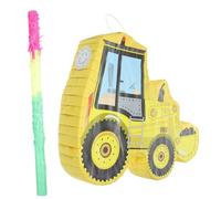 GARIOUANS Pignatta a Forma di Escavatore Giocattolo per Festa di Compleanno Decorazione di Carta Gialla Bastone da Colpire Forniture per Feste a Tema Costruzioni e Giochi