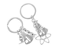 GARIOUANS Portachiavi a Tema Chimico 2 Pezzi Ciondoli a Forma di Microscopio e Misurino in Materiale Robusto Decorazione a Struttura Dna per Insegnanti e Studenti Regalo per Festa e Uso