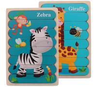 GARIOUANS Puzzle in Legno Educativo Gioco di Apprendimento con Animali Zebra e Giraffa Rompicapo Sicuro e Resistente per Anni Puzzle Animale per Sviluppo Cognitivo e Coordinazione Manuale