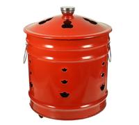 GARIOUANS Secchio Sacrificio Smaltato Rosso con Ampia Apertura e Ventilazione Secchio per Bruciare Carta Moneta e Offerte Barile Inceneritore per Preghiere e Culto Finitura Liscia e