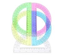 GARIOUANS Set 12 Pezzi Goniometri Semicircolari Grandi 180 Gradi in Plastica Trasparente Colorata, Righello Goniometro per Studenti Scuola Superiore, Strumento di Disegno Tecnico