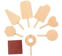 GARIOUANS Set 7 Stampi per Gelato in Legno Non Finiti Piccoli Modelli Decorativi per Esposizione e Oggetti di Scena Lavoretti Creativi e Giocattoli per