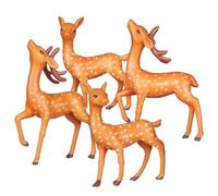 GARIOUANS Set da 4 Statuine di Cervi in Miniatura in PVC Decorazioni Artigianali per Micro Paesaggi Ornamenti Animali da Tavolo per Torte Scrivanie e Spazi Verdi