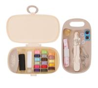 GARIOUANS Set Porta Aghi e Filo da Cucito in Plastica Bianco-Grigio, Kit di Strumenti per Cucire Compatto e Portatile, Scatola per Organizzazione e Trasporto Utensili da Ricamo