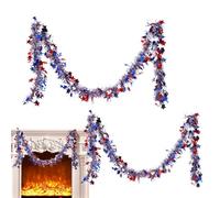 Garland 4 luglio, Ghirlanda Patriottica | Stella Red White Blue Twist 4 luglio Garland | 2X Celebrazione ghirlande decorazioni per feste brillanti, ornamenti di fame di parata per la festa
