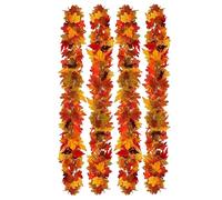Garland Autunnale - Arredamento Autunnale | Foglie Autunnali | Decorazioni Autunnali | 4x Decorazioni Per Il Ringraziamento Delle Ghirlande Autunnalis Artificiali | Ornamenti Stagionali Decorazionis