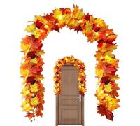 Garland Autunnale - Vine Autunnale Da 68,9 Pollici, Luci A Corda Di Foglie D'acero, Decorazione Di Raccolta Stagionale | Ringraziamento Di Halloween Christmas Christmas Party Party Door Porch Por