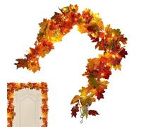 Garland Autunno Foglie - Artificiale 5,7ft autunno LED caldo stringhe per l'atmosfera delle feste, vibrante design foglia d'acero con vite flessibile, decorazione per il mant