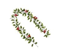 Garland Christmas Decorations - Falso Red Berries Wreath, Christmas Garland for Mantle Christmass Plant Garlandd for Fireplace, Living Room, Front Door, Wall, Patio, Outdoor, Garden, Yard