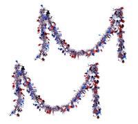 Garland del 4 luglio, ghirlanda patriottica - Garland Star Blue Blue bianco rosso patriottico per il 4 luglio,2x Celebrazione decorazioni per feste, ornamenti sfilata di candela, paillettes bri