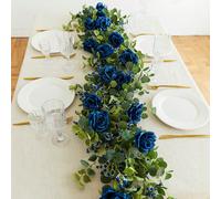 Garland Di Edera Finta In Tessuto Da 190cm Con Pianta Di Denaro Artificiale & Fiori Di Morning Glory In Blu Per Decorazione Del Centro Tavola Per Matrimonio O Festa Tagli UnicaPolipropilene