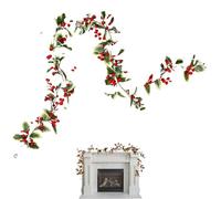 Garland di Natale - Real Touch Winter Garland For, Indoor Outdoor Decor Holiday Greenery con Bacche, decorazione stagionale elegante, corona di cappotto flessibile, decorazione natalizia per il