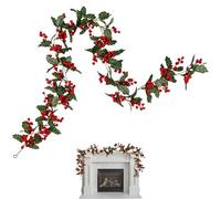 Garland di Natale - Real Touch Winter Garland For, Indoor Outdoor Decor Holiday Greenery con Bacche, decorazione stagionale elegante, corona di cappotto flessibile, decorazione natalizia per il