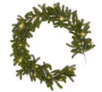 Garland Norfolk Pine Garland 5, 9ft artificiale, vero tocco di natale ghirlanda con luci, viti verdi pre-illuminate per il camino della porta del mantello delle scale |.Cedro realistico