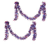 Garland Patriottico, Decorazione Corone Di Filo Paillettes Patriottici 6,5 Piedi, Corona Di Filo Twided Stellato Bianco E Blu Rosso, Decorazione Della Decorazione Patriottica Favor Funzione Per La