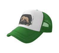 Garland Tiger - Berretto da baseball in rete con stampa nera, traspirante, adatto per pesca ed escursionismo, Verde scuro, L
