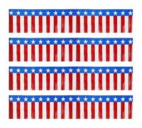 Garlande de Franges en papier aluminium - 4 luglio Streamers en Ghirlande Fringe Banner Parade Float Decor - 4 x fondo adesivo rosso stella blu bianco