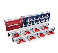 Garlavie supporto per attrezzi con 4 supporti e 5 ganci - supporto flessibile per scopa con robusti morsetti a sgancio rapido
