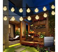 Garlocht Luci solari da giardino impermeabili per esterni, 50 LED da 7 m, luci a sfera di cristallo con 8 modalità, illuminazione decorativa per casa, cortile, patio, matrimoni, Natale (bianco caldo)