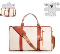 Garment Duffle Bag,Convertible Suit Travel Bag for Women,Garment Bag for Travel,Travel Bag,Foldable Clothing Bag Travel,Large Capacity PU Leather Folding Carry On Garment Bag with Shoe Pouch
