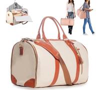 Garment Duffle Bag,Convertible Suit Travel Bag for Women,Travelher Foldable Clothing,Large Capacity Folding Carry on Garment,with Shoe Pouch & Toiletry-pink