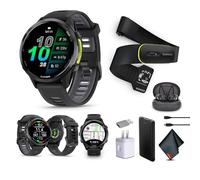 Garmin Forerunner 970 - Smartwatch da corsa, con GPS, per uomo e donna, in titanio DLC grigio carbonio con cassa nera, cinturino in pietra bianca traslucida + Access 600 Fitness Monitor XS-S + altro
