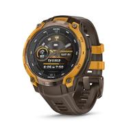 Garmin Instinct Crossover AMOLED, robusto smartwatch ibrido GPS con lancette analogiche e display AMOLED luminoso, bronzo/sunburst con cinturino in silicone cacao
