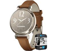 Garmin Lily 2 Classic 010-02839-02 - Smartwatch con cinturino in pelle marrone chiaro, modello partner ufficiale USA, confezione con 2 anni di protezione avanzata CPS