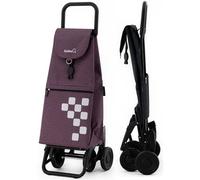 GARMOL Carrello della spesa termico pieghevole 55 l con tasca termica 11 l | Carrello della spesa 4 ruote grande capacità pieghevole con 2 fisse e 2 giradischi | Carrello colore melanzana