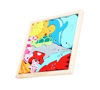 Garneck 1 Set Puzzle Educativo Legno per Animali Marini Cartone Intelligente per Sviluppo Cognitivo e Creatività Adorabile e Sicuro per