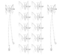 Garneck 12 Fermagli per Chioma a Farfalla con Nappe Argento Piccole Mollette da Sposa Leggere e Compatte con Clip a Becco D’Anatra Accessori per Acconciature da Matrimonio e Feste