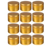 Garneck 12 Pezzi Barattolo Rotondo per Candele da 50ml in Alluminio Oro | Progetti Fai da Te, Compatto e Portatile, Resistente All'usura, per Balsami e Spezie