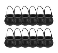Garneck 12 Pezzi Mini Calderone Halloween Nero in Plastica, Decorazione | Stile Tema Halloween, per Casa e Tavola, Forma Calderone delle Streghe, Piccolo Formato