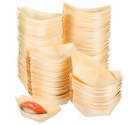 Garneck 150 Pezzi Vassoio Resistente al Grasso per Sushi e Snack in Legno a Forma di Barca Alimentare Usa e Getta per Feste e Matrimoni
