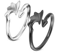 Garneck 2 Pezzi Anello Regolabile in Lega per Coppie Design Unico Angelo e Diavolo, Resistente e Non Scolorisce, Accessorio Versatile per Ogni Occasione