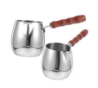 Garneck 2 pezzi Caffettiere Turche in Acciaio Resistente Manico in Legno Scalda Latte e Cioccolato Facile da Pulire per Riscaldare Bevande e Salse