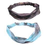 Garneck 2 pezzi Fascia Yoga Fitness con Bottoni Antiscivolo per Donna e Uomo Fascia Elastico in Poliestere Traspirante Design Tie-dye alla Moda Protezione Orecchie per Verde Grigio