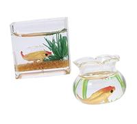 Garneck 2 Pezzi giocattoli per acquari piccolo bob Miniature Pescare cubo dell'acquario acquario in miniatura mini boccia per pesci bomboniere per Bicchiere Colore Casuale