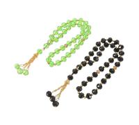 Garneck 2 Pezzi Muslim Tasbih Prayer Beads Glass Beads Necklace Bracelet Portable Islamic Worship For Men Women Children
