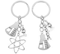 Garneck 2 portachiavi con simbolo di scienza, da laboratorio Atom, regalo per gli amanti della scienza, regalo per studenti di scienza