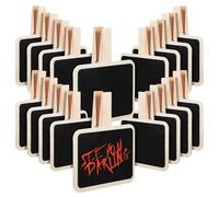 Garneck 20 Pezzi Segnaposti per Feste Clip in Legno Quadrate, Lavagnette Mini Eleganti e Creative Facile Fissaggio per Buffet e Negozi di Convenienza