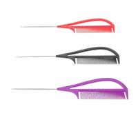 Garneck 3 Pezzi Pettini a Coda di Topo in Metallo per Cotonatura e Trecce Pettine per lo Styling e Separazione Chioma per Uso Professionale e Domestico