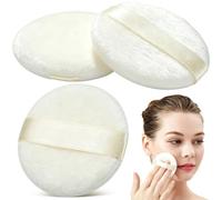 Garneck 3 Pezzi Piumino per Talco in Peluche Corto Bianco per Bimbi, Cotone | Applicazione Uniforme su Viso e Corpo, Presa Sicura, Facile da Pulire, per Cipria e Fondotinta