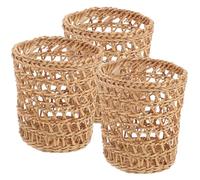 Garneck 3 Pezzi Set da 3 Copribicchieri in Paglia Leggeri Facili da Trasportare per Giardino e Feste Stile Vintage Colore Khaki