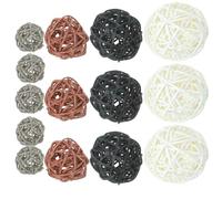 Garneck 36 Palline Decorative di Rattan Intrecciato Set da 4 Dimensioni per Riempitivo Vaso Centrotavola e Decorazioni Fai da Te per Matrimoni Halloween e Arredamento Casa
