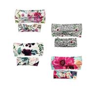 Garneck 4 Paia Fasce per Chioma in Velluto Stampa Leopardata e Floreale Accessori per Chioma Genitore-figlio Circonferenze Elastiche Colorate per Bambine Stile Europeo-americano