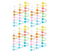 Garneck 48 Tappi per Cannucce in Silicone Riutilizzabili 8 MM Copertura Antipolvere Colorata Design Cartoon Compatibili Bicchieri e Tazze per Picnic e Riunioni Familiari