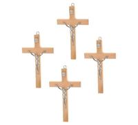 Garneck 5 Pezzi Ornamento Croce in Legno Bambù Khaki per Rosari e Collane | Decorazione Classica, Adatta a Preghiera e Ufficio, per Battesimo, Cresima e Pasqua