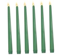 Garneck 6 Pezzi Candele LED a Batteria senza Goccia Tonalità Verde Materiale Pp e LED Forma Taper per Decorazioni su Scrivania e Bancone Festa Casa Matrimonio
