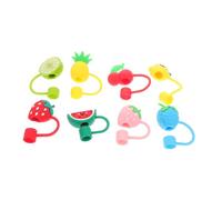 Garneck 8 Pezzi Coperture Cannuccia in Silicone Riutilizzabili Forma di Frutta Tappi Proteggi Cannucce per Casa Ufficio e Viaggi Decorazioni Festa Colorate